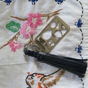 NWOT! Authentic Coach Bag Charm/Fob Tassel Set. Black & Silver.